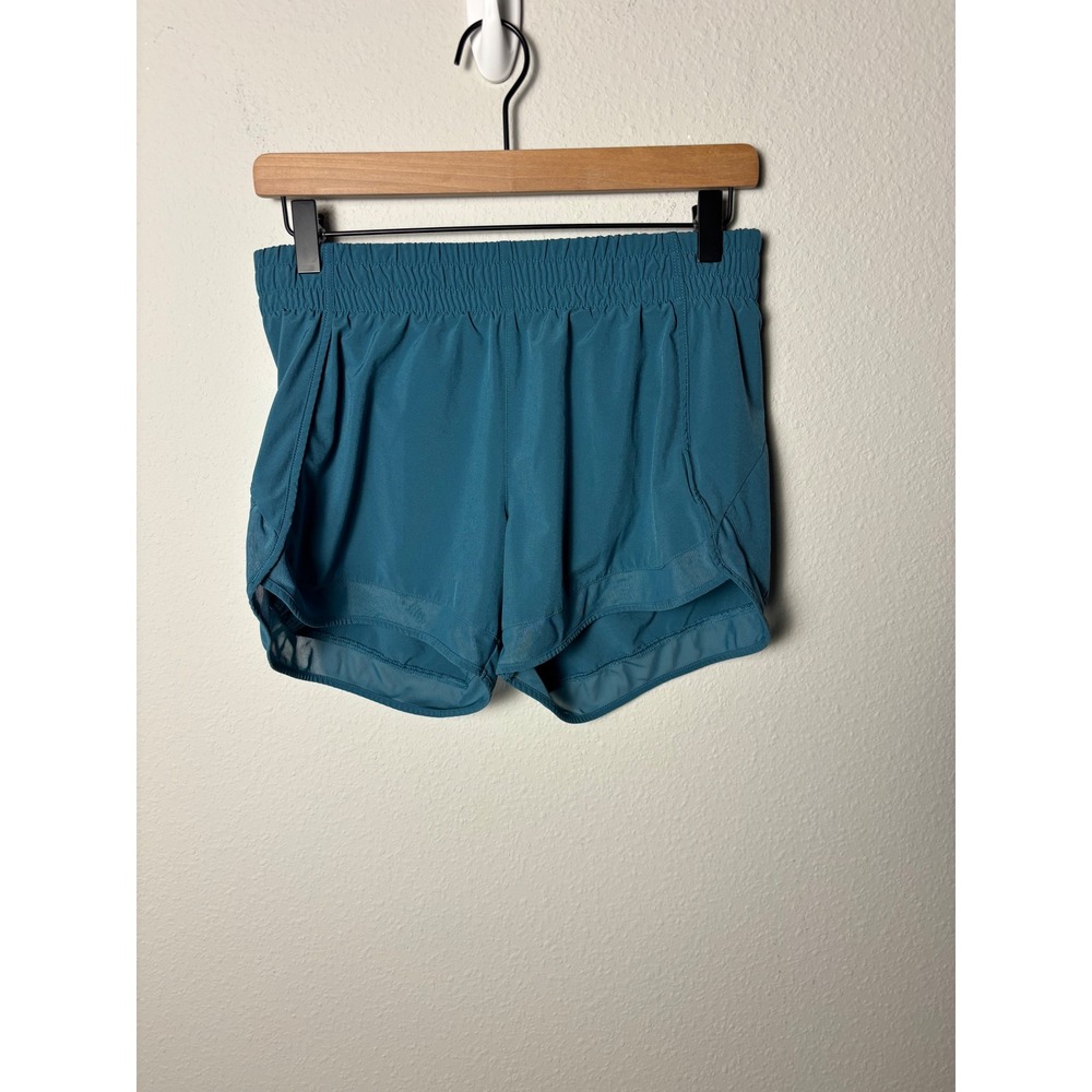 Athleta Mesh Racer Run Short 4 Inch Teal Blue Athletic Running Shorts Small